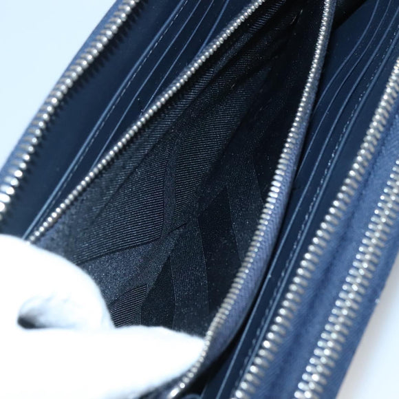 BURBERRY Travel Case Leather Navy Silver Auth 140004