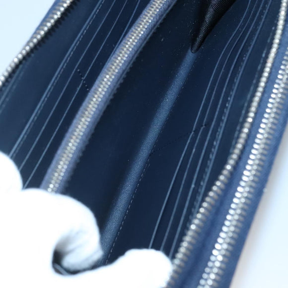 BURBERRY Travel Case Leather Navy Silver Auth 140004