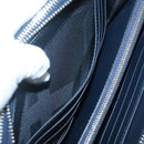 BURBERRY Travel Case Leather Navy Silver Auth 140004-25