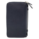 BURBERRY Travel Case Leather Navy Silver Auth 140004-2