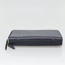 BURBERRY Travel Case Leather Navy Silver Auth 140004-4