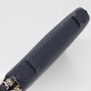 BURBERRY Travel Case Leather Navy Silver Auth 140004-7