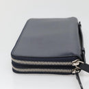 BURBERRY Travel Case Leather Navy Silver Auth 140004-5