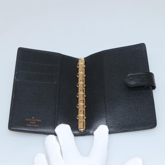 LOUIS VUITTON Epi Agenda PM Day Planner Cover Black R20052 LV Auth 140005