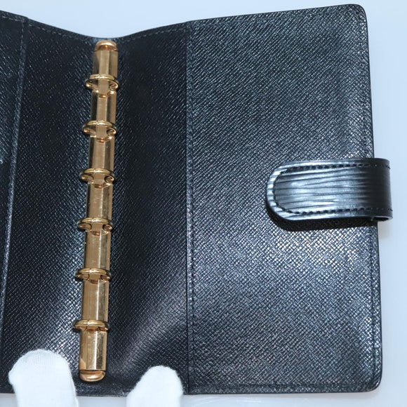LOUIS VUITTON Epi Agenda PM Day Planner Cover Black R20052 LV Auth 140005