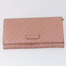 GUCCI Micro GG Canvas GG Canvas Wallet Leather 4Set Pink Black Auth 140007-10