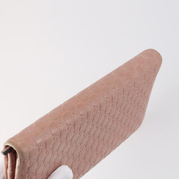 GUCCI Micro GG Canvas GG Canvas Wallet Leather 4Set Pink Black Auth 140007