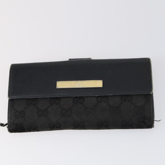 GUCCI Micro GG Canvas GG Canvas Wallet Leather 4Set Pink Black Auth 140007