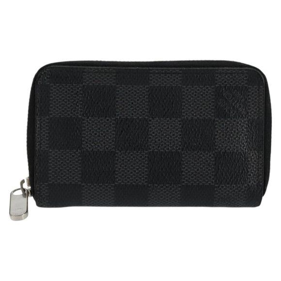 LOUIS VUITTON Damier Graphite Zippy Coin Purse N63076 LV Auth 140010