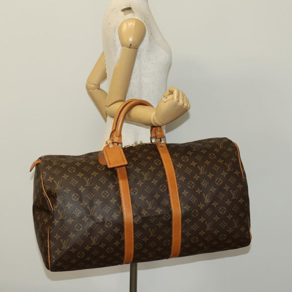 LOUIS VUITTON Monogram Keepall 55 Boston Bag M41424 LV Auth 140033