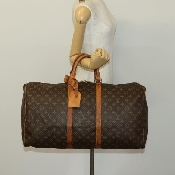 LOUIS VUITTON Monogram Keepall 55 Boston Bag M41424 LV Auth 140035