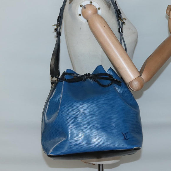 LOUIS VUITTON Epi Petit Noe Shoulder Bag Bicolor Black Blue M44152 Auth 140073