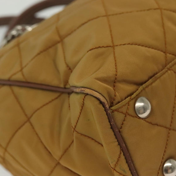 PRADA Chain Shoulder Bag Nylon Beige Silver Auth 140091