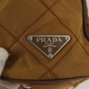 PRADA Chain Shoulder Bag Nylon Beige Silver Auth 140091-14