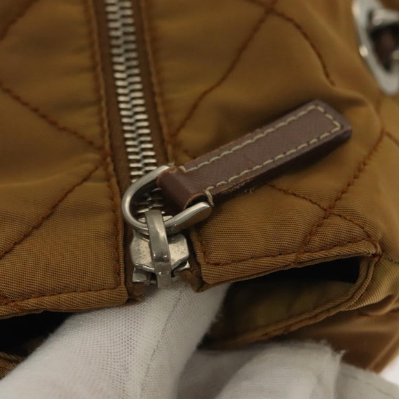 PRADA Chain Shoulder Bag Nylon Beige Silver Auth 140091