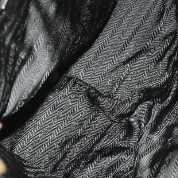 PRADA Chain Shoulder Bag Nylon Beige Silver Auth 140091