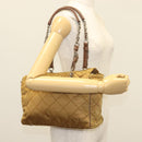 PRADA Chain Shoulder Bag Nylon Beige Silver Auth 140091-23