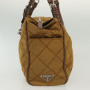 PRADA Chain Shoulder Bag Nylon Beige Silver Auth 140091-5