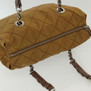 PRADA Chain Shoulder Bag Nylon Beige Silver Auth 140091-6