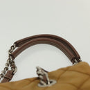 PRADA Chain Shoulder Bag Nylon Beige Silver Auth 140091-8