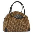 Christian Dior Trotter Canvas Hand Bag Brown Gold Auth 140092-1
