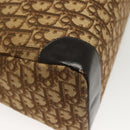 Christian Dior Trotter Canvas Hand Bag Brown Gold Auth 140092-16