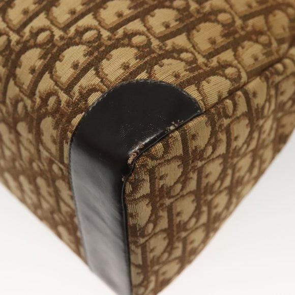Christian Dior Trotter Canvas Hand Bag Brown Gold Auth 140092
