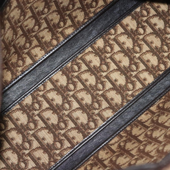 Christian Dior Trotter Canvas Hand Bag Brown Gold Auth 140092