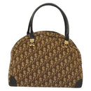 Christian Dior Trotter Canvas Hand Bag Brown Gold Auth 140092-2