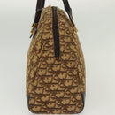 Christian Dior Trotter Canvas Hand Bag Brown Gold Auth 140092-3