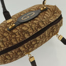 Christian Dior Trotter Canvas Hand Bag Brown Gold Auth 140092-6