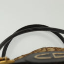 Christian Dior Trotter Canvas Hand Bag Brown Gold Auth 140092-14