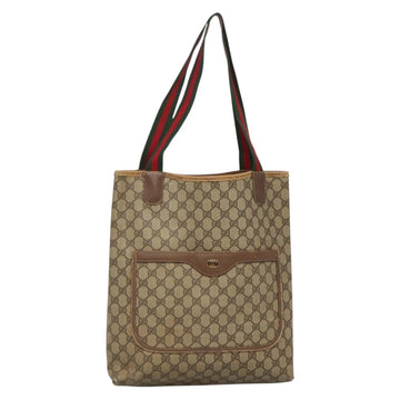 GUCCI GG Supreme Web Sherry Line Tote Bag PVC Beige Red 39 02 003 Auth 140094