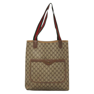 GUCCI GG Supreme Web Sherry Line Tote Bag PVC Beige Red 39 02 003 Auth 140094 - 0