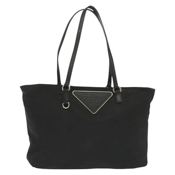 PRADA Tote Bag Nylon Black Silver Auth 140097