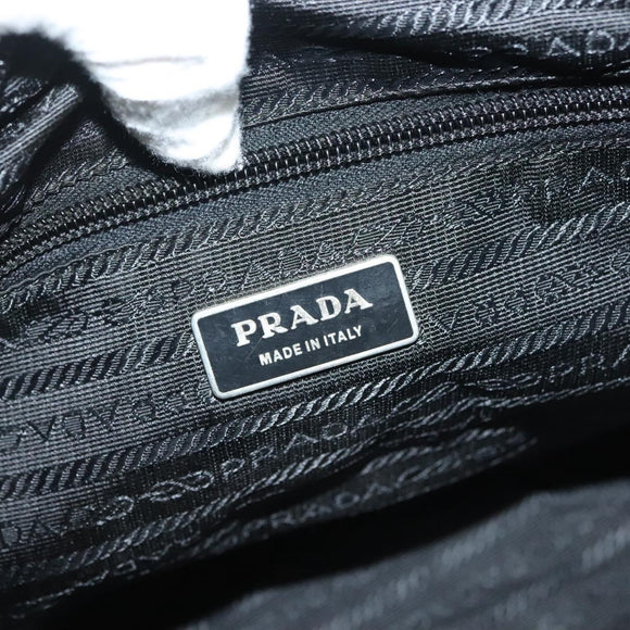 PRADA Tote Bag Nylon Black Silver Auth 140097