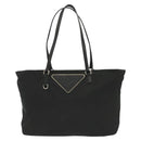 PRADA Tote Bag Nylon Black Silver Auth 140097-13