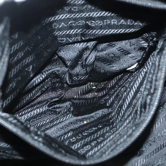PRADA Tote Bag Nylon Black Silver Auth 140097