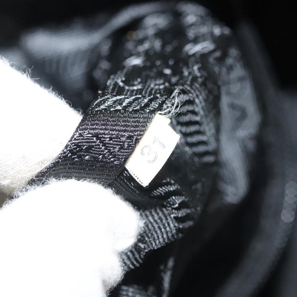PRADA Tote Bag Nylon Black Silver Auth 140097