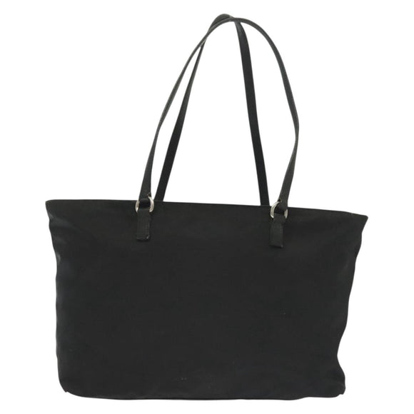 PRADA Tote Bag Nylon Black Silver Auth 140097