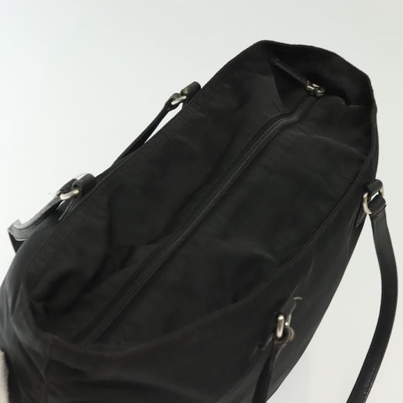 PRADA Tote Bag Nylon Black Silver Auth 140097