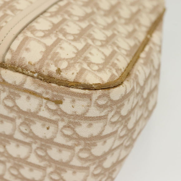 Christian Dior Trotter Canvas Romantic Chain Tote Bag PVC Beige Auth 140098