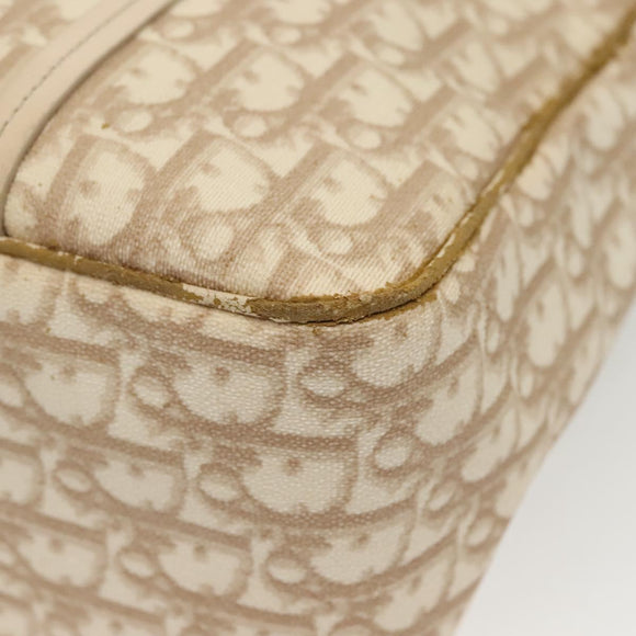 Christian Dior Trotter Canvas Romantic Chain Tote Bag PVC Beige Auth 140098