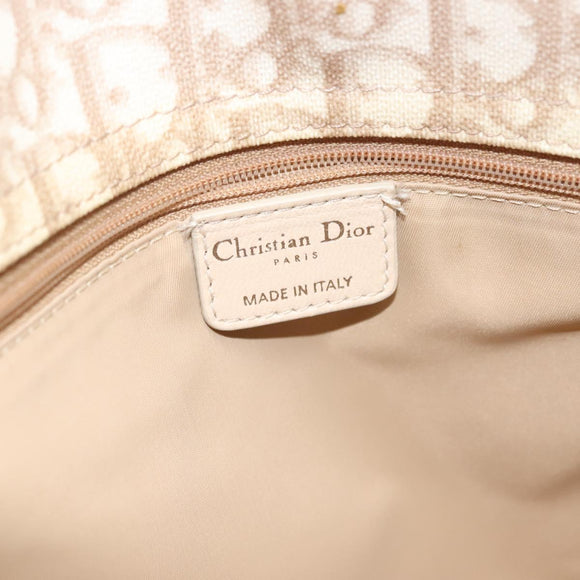 Christian Dior Trotter Canvas Romantic Chain Tote Bag PVC Beige Auth 140098