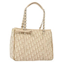 Christian Dior Trotter Canvas Romantic Chain Tote Bag PVC Beige Auth 140098-1