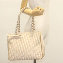 Christian Dior Trotter Canvas Romantic Chain Tote Bag PVC Beige Auth 140098-21
