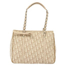Christian Dior Trotter Canvas Romantic Chain Tote Bag PVC Beige Auth 140098-13