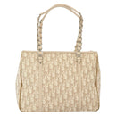Christian Dior Trotter Canvas Romantic Chain Tote Bag PVC Beige Auth 140098-2