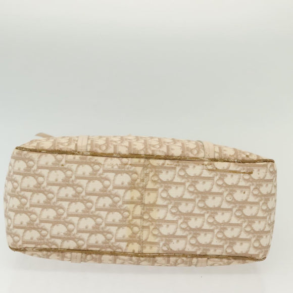 Christian Dior Trotter Canvas Romantic Chain Tote Bag PVC Beige Auth 140098