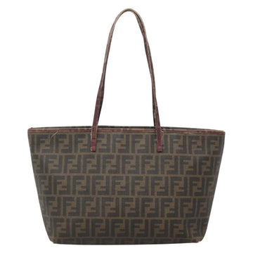 FENDI Zucca Canvas Tote Bag Brown Black gold Auth 140099 - 0
